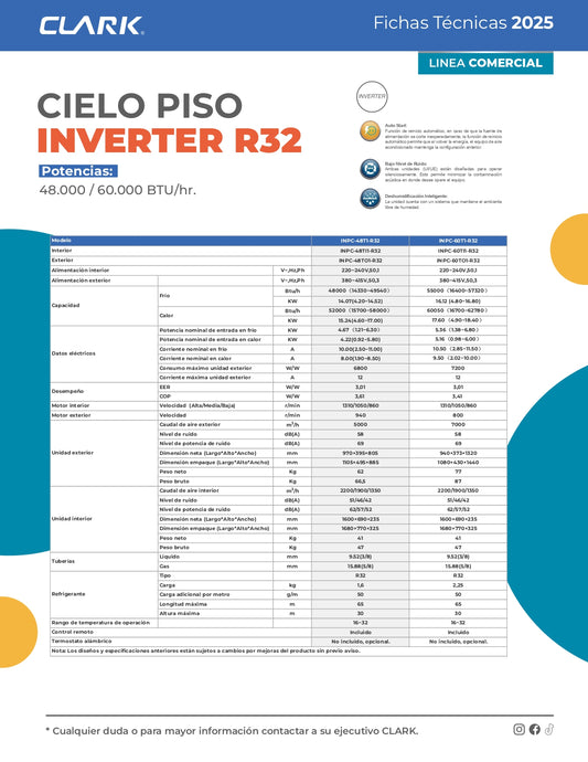 Aire Acondicionado Piso - Cielo Clark 24.000 Btu Inverter (220V)