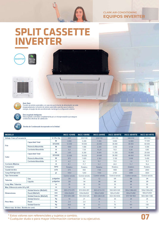 Aire Acondicionado Split Cassette 24.000BTU Clark Inverter (220V)