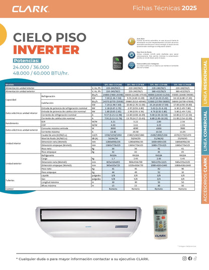 Aire Acondicionado Piso - Cielo Clark 36.000 Btu Inverter (220V)