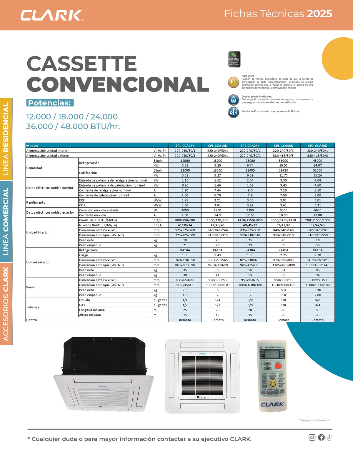 Aire Acondicionado Split Cassette Clark 18.000BTU On/Off (220V)