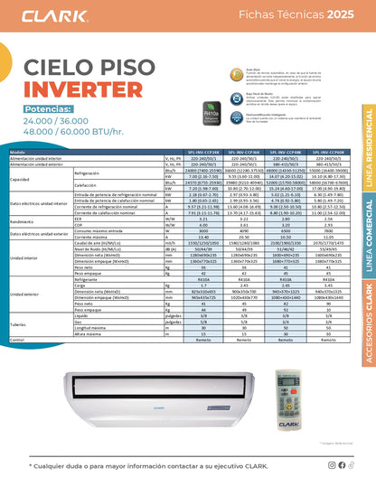 Aire Acondicionado Piso - Cielo Clark 24.000 Btu On/Off (220V)
