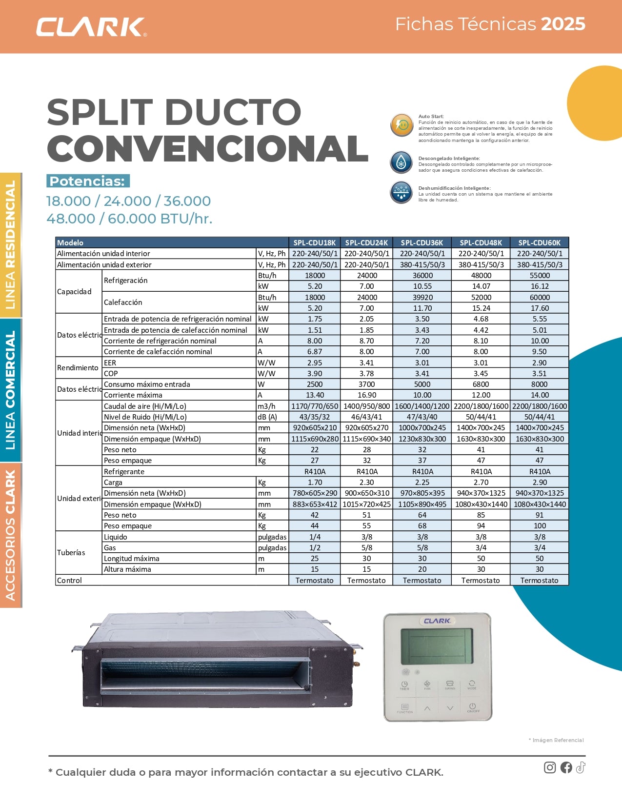 Aire Acondicionado Split Ducto Clark 36.000 BTU On/Off (380V)