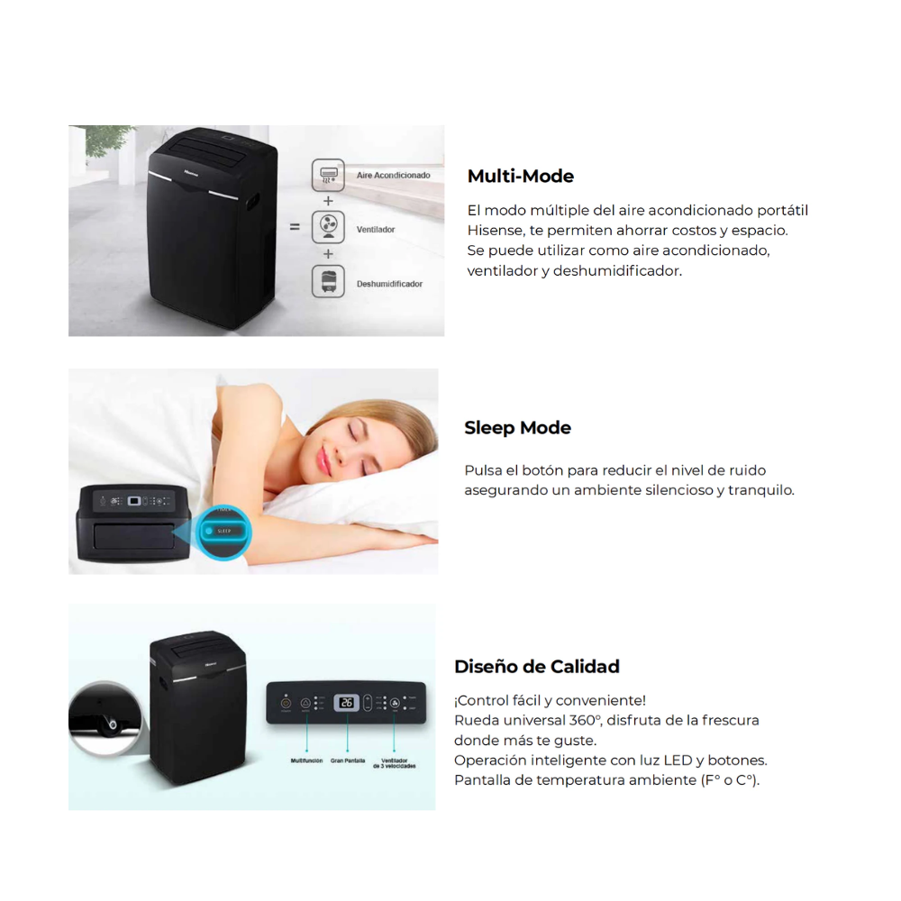 Aire Acondicionado Portátil Hisense 12.000 BTU