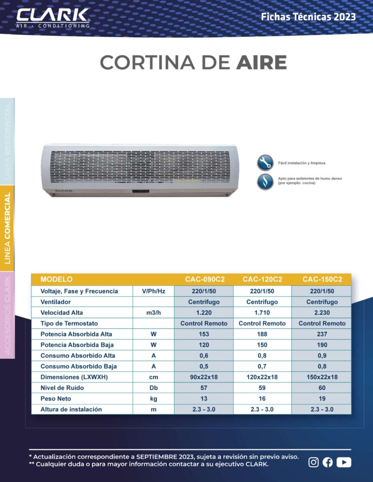 Cortina de Aire Clark Solo Frio 90 CM, 220V