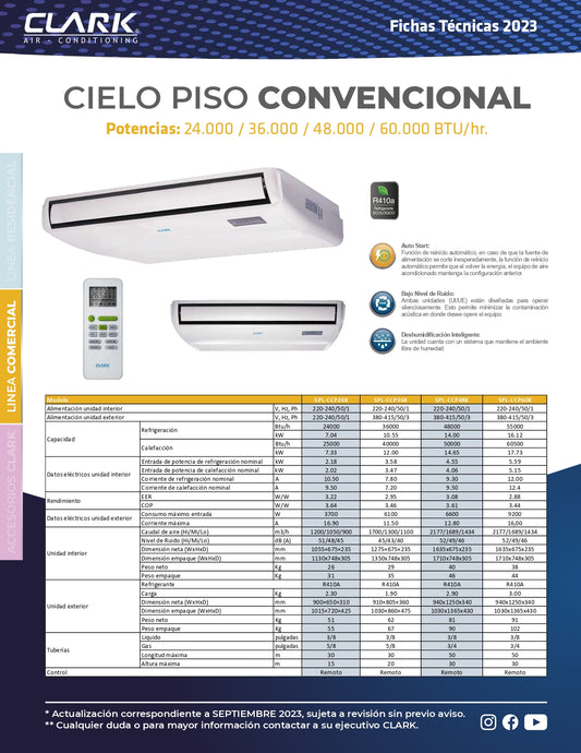 Aire Acondicionado Piso - Cielo Clark 48.000 Btu On/off (380V)