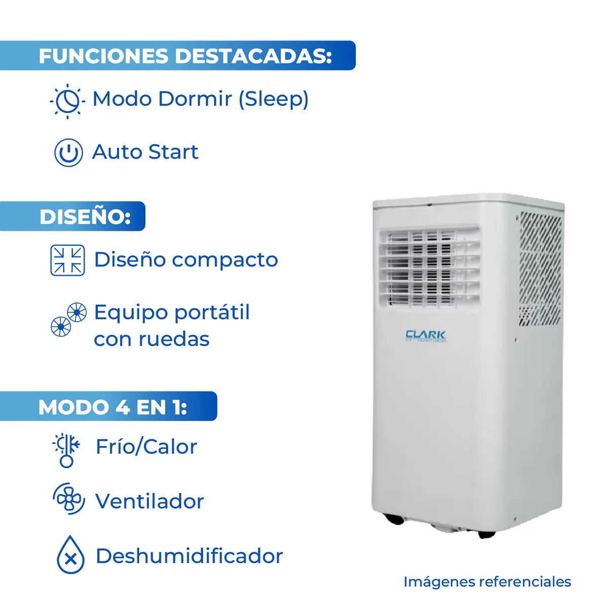 Aire Acondicionado Portatil Clark 12000btu
